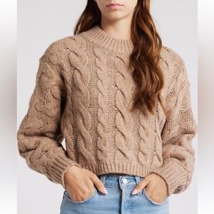 NWOT All in Favor Cable Knit Sweater in Tan